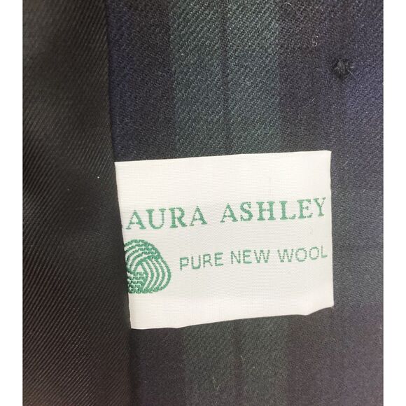 Vintage Laura Ashley Wool Plaid Skirt Suit Women’s 4 Navy Green Heritage Luxury - Picture 14 of 16